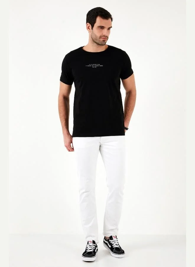 بوراتي تي شيرت رجالي قطن بياقة دائرية بقصة ضيقة من بوراتي